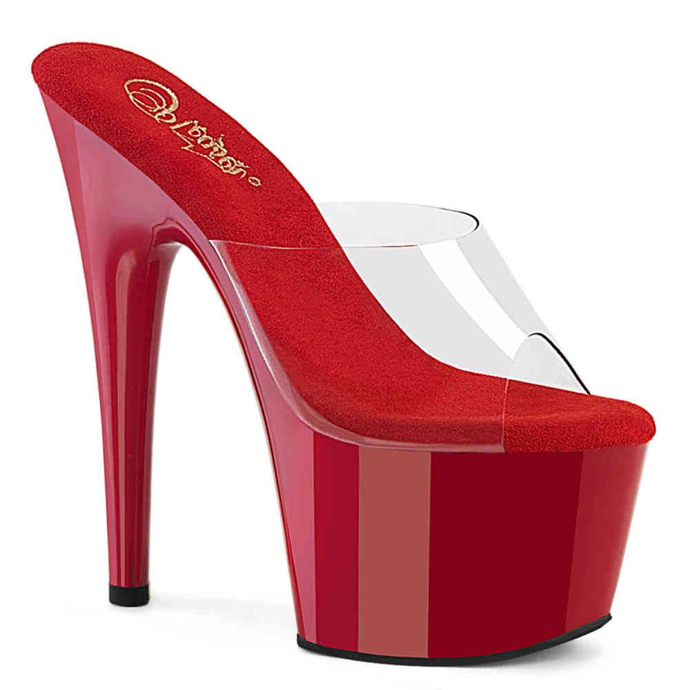Pleaser - ADORE701 Platform Sandals - Transparent/Red Product image